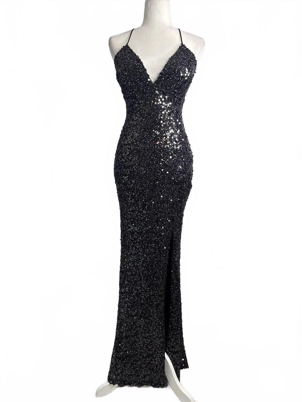 Jump Apparel Black Sequin Evening Gown Size 7/8
